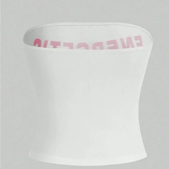 Energetic White and Red Graphic Tube Top - Picture 2 of 2